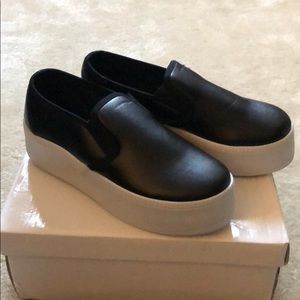 Black Vegan Leather Platform Sneakers